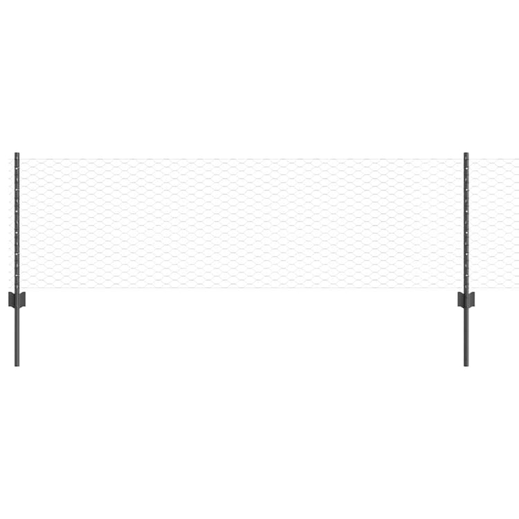 Vidaxl-Zaun mit Pfosten grau 0,6 x 25 m aus Stahl und PVC