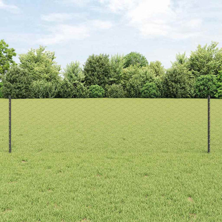 Vidaxl-Zaun mit Pfosten grau 0,6 x 25 m aus Stahl und PVC
