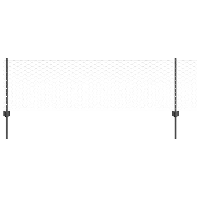 Vidaxl-Zaun mit Pfosten grau 0,6 x 25 m aus Stahl und PVC