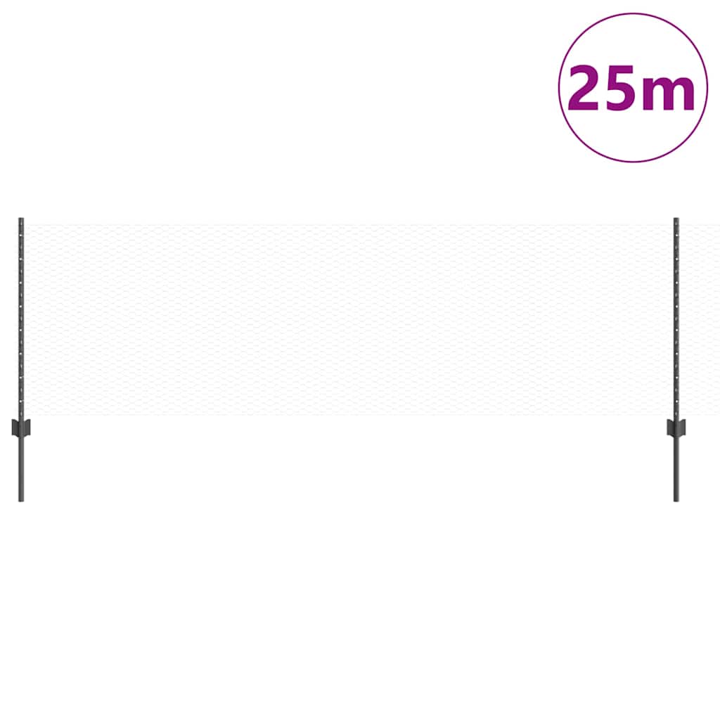 Vidaxxl Zaun mit Pfosten grau 0,8 x 25 m Stahl