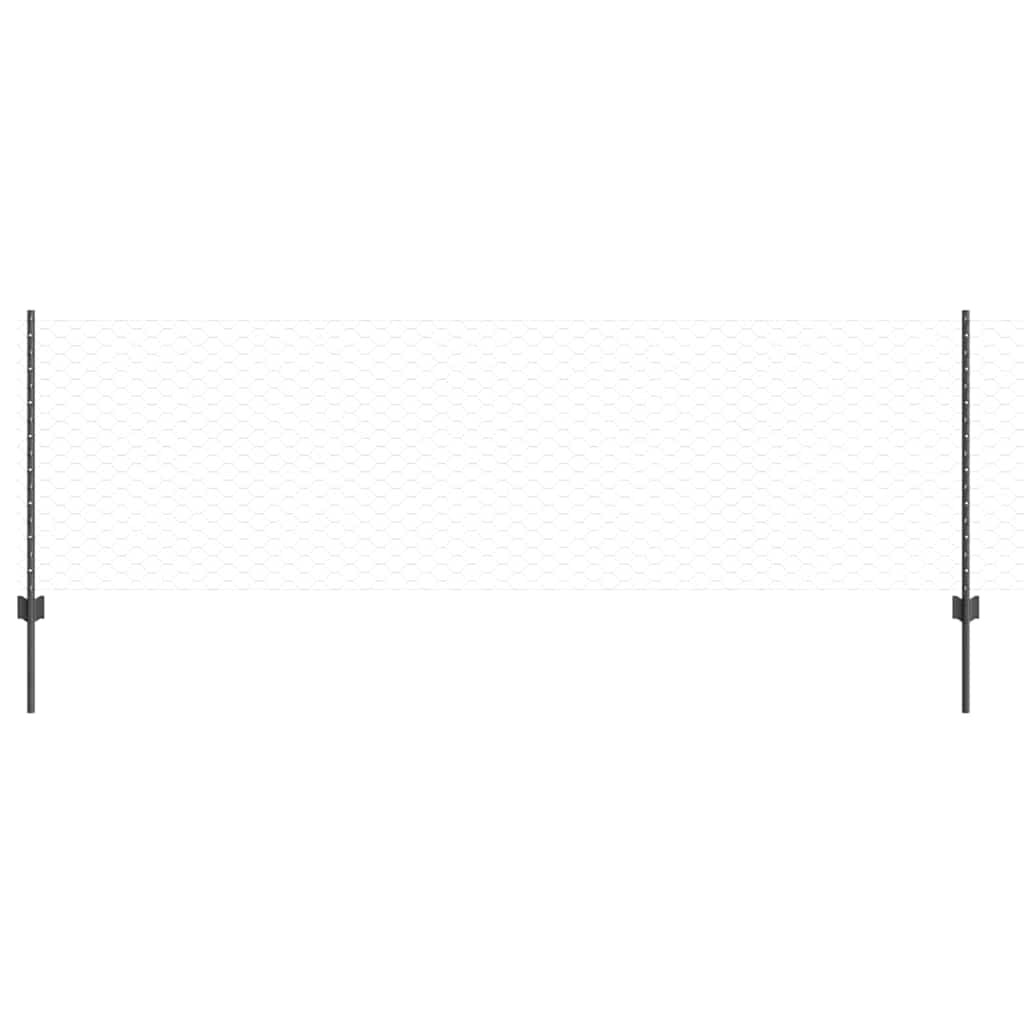 Vidaxxl Zaun mit Pfosten grau 0,8 x 25 m Stahl