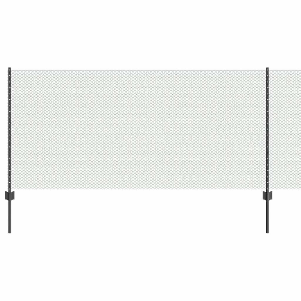 Vidaxxl Zaun mit Pfosten grau 1 x 25 m Stahl