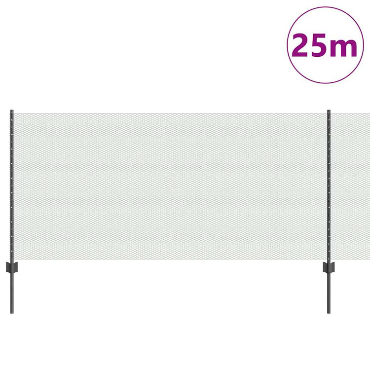 Vidaxxl Zaun mit Pfosten grau 1 x 25 m Stahl