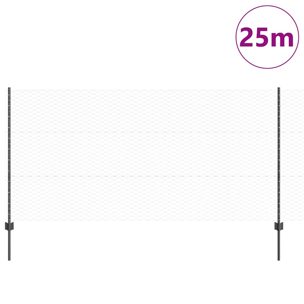 Vidaxxl Zaun mit Pfosten grau 1,2 x 25 m Stahl