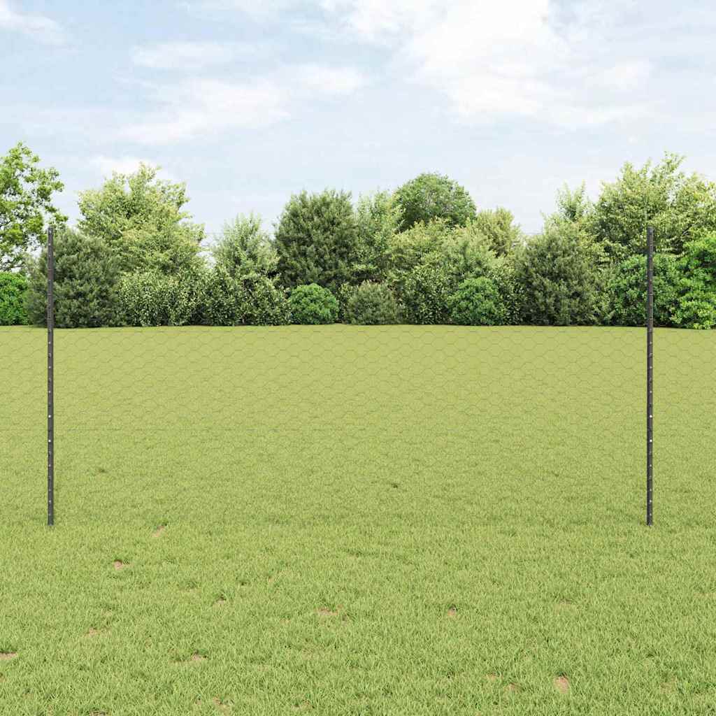 Vidaxxl Zaun mit Pfosten grau 1,2 x 25 m Stahl