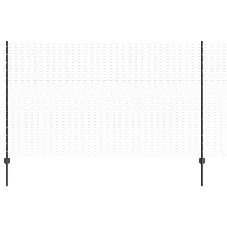 Vidaxl-Zaun mit Pfosten grau 1,4 x 25 m Stahl