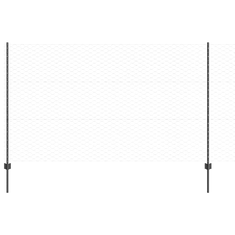 Vidaxl-Zaun mit Pfosten grau 1,4 x 25 m Stahl