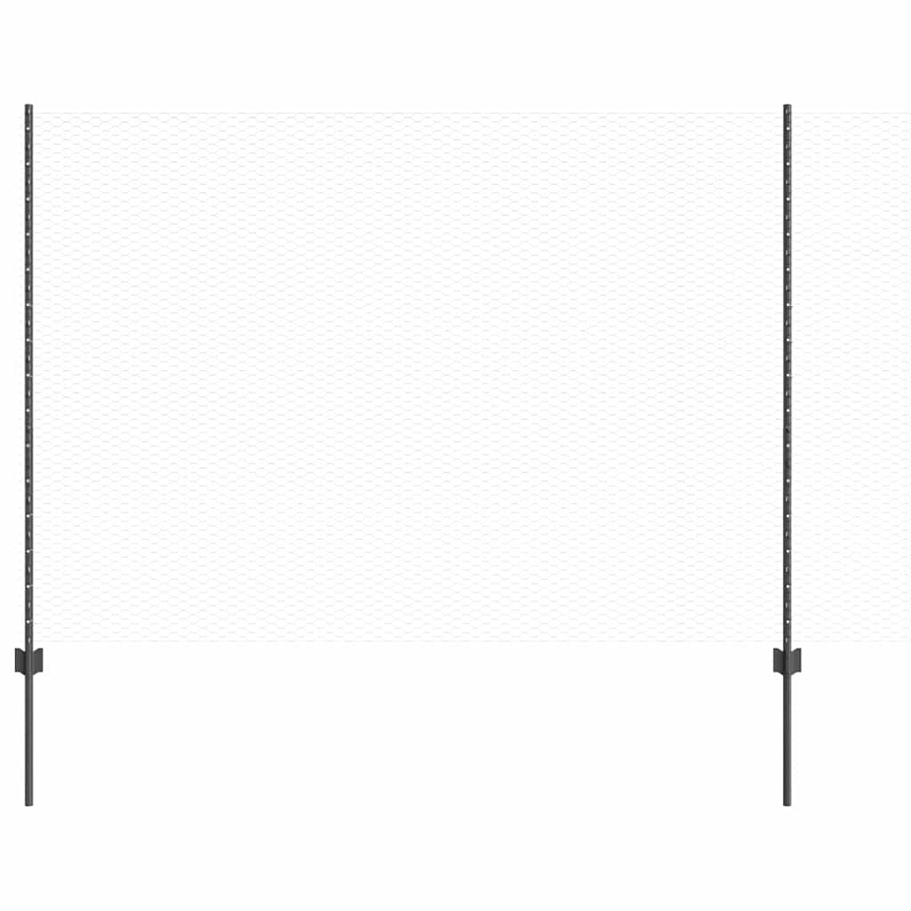 Vidaxl-Zaun mit Pfosten grau 1,5 x 25 m Stahl