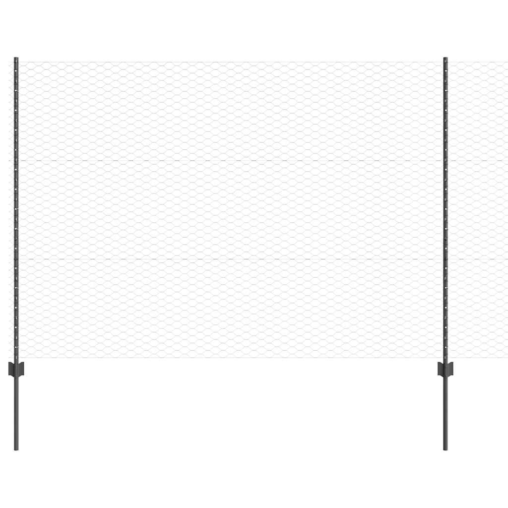 Vidaxl-Zaun mit Pfosten grau 1,5 x 25 m Stahl