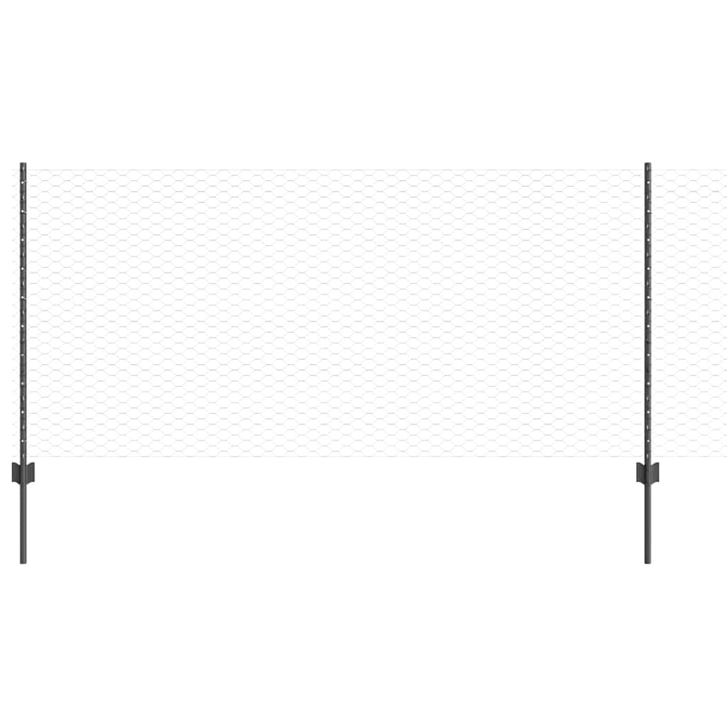 Vidaxl-Zaun mit Pfosten grau 1 x 50 m aus Stahl und PVC