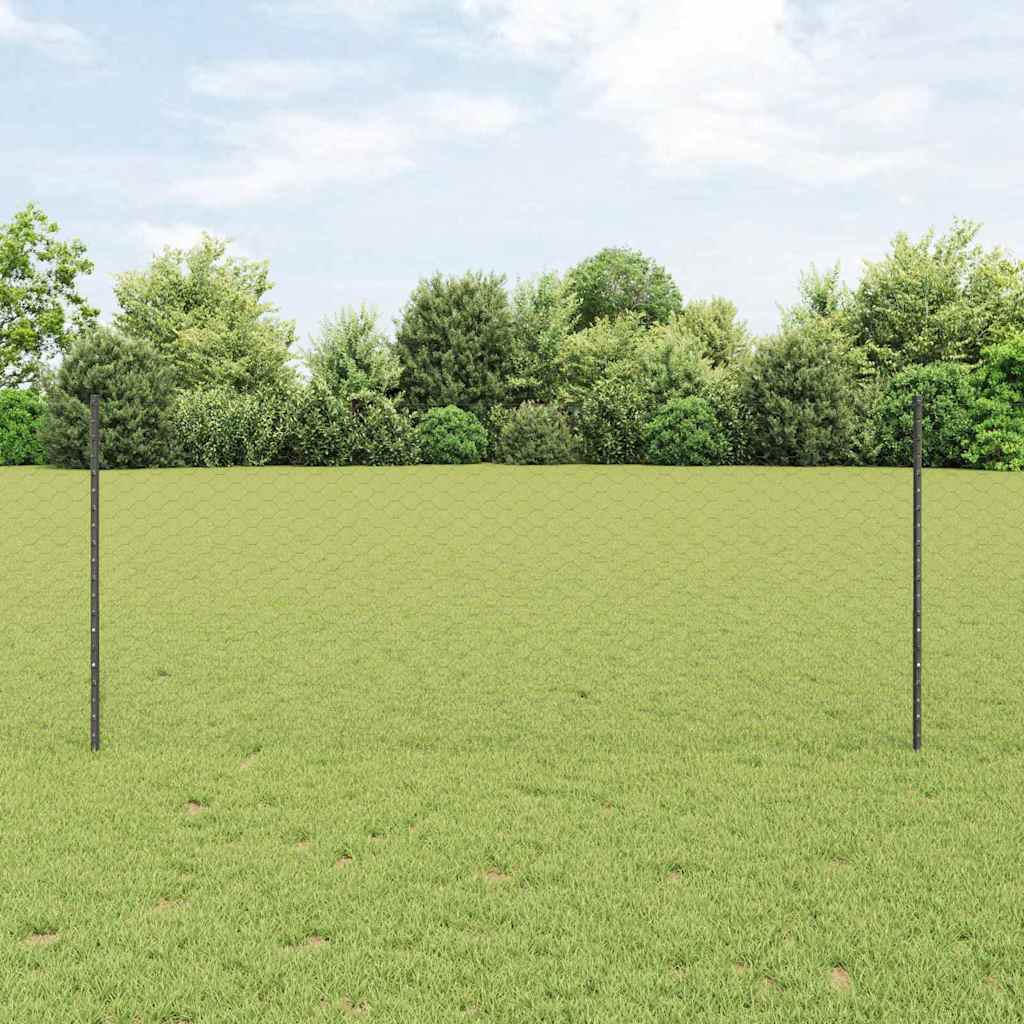 Vidaxl-Zaun mit Pfosten grau 1 x 50 m aus Stahl und PVC