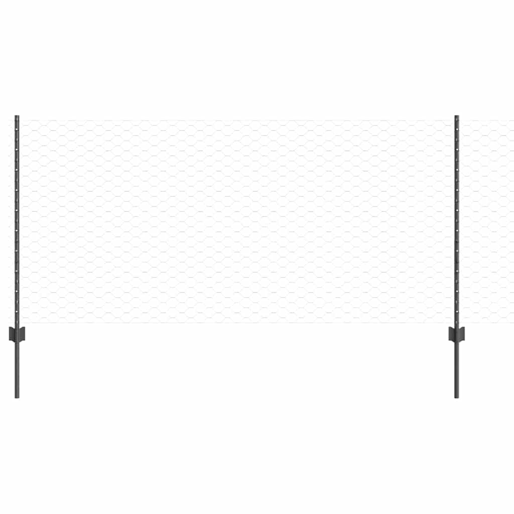 Vidaxl-Zaun mit Pfosten grau 1 x 50 m aus Stahl und PVC