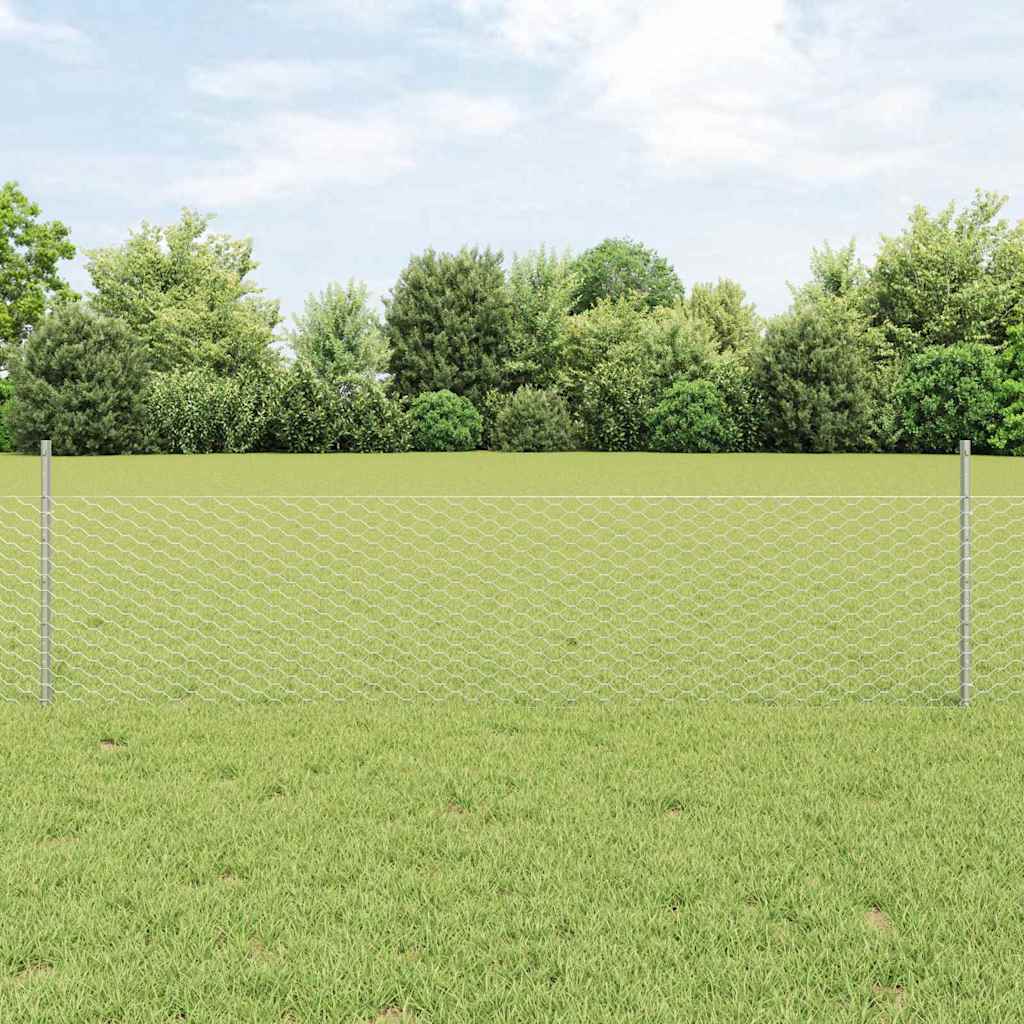 Vidaxxl Zaun mit Pfosten Silber 0,5 x 10 m Stahl