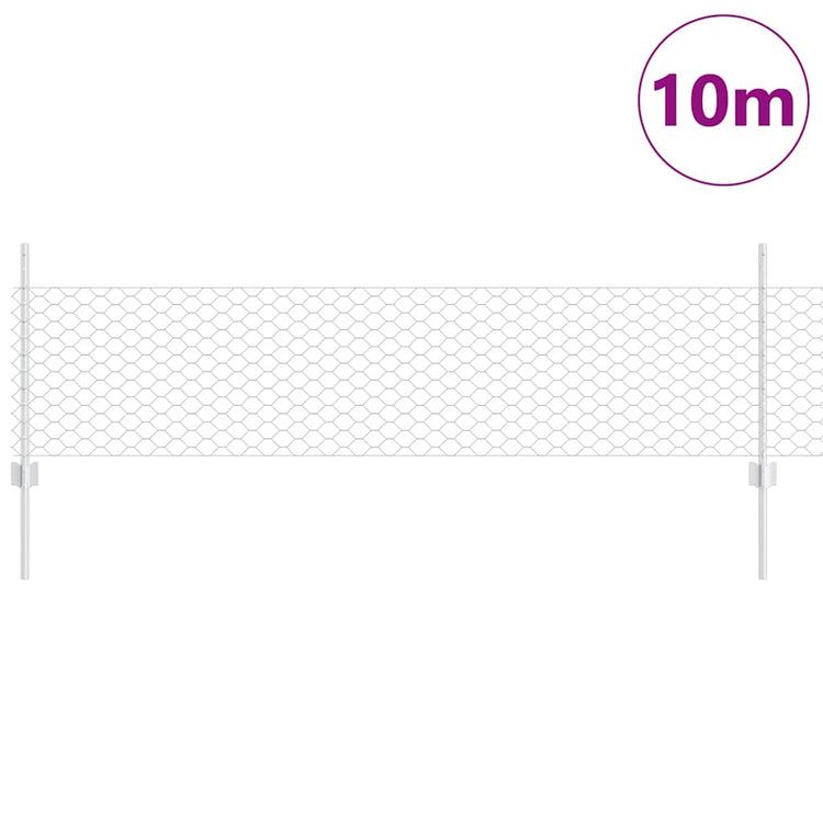 Vidaxxl Zaun mit Pfosten Silber 0,5 x 10 m Stahl