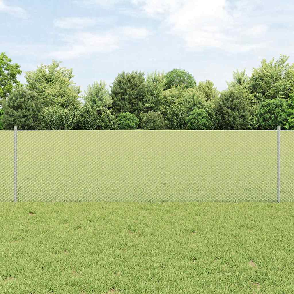 Vidaxxl Zaun mit Pfosten Silber 0,6 x 10 m Stahl