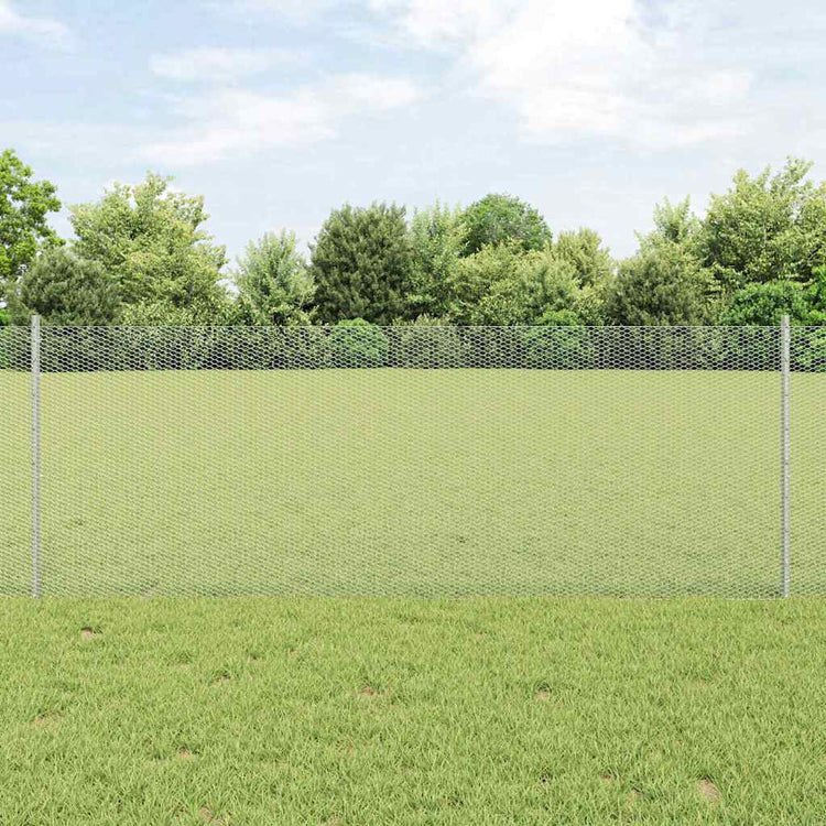Vidaxxl Zaun mit Pfosten Silber 0,8 x 10 m Stahl