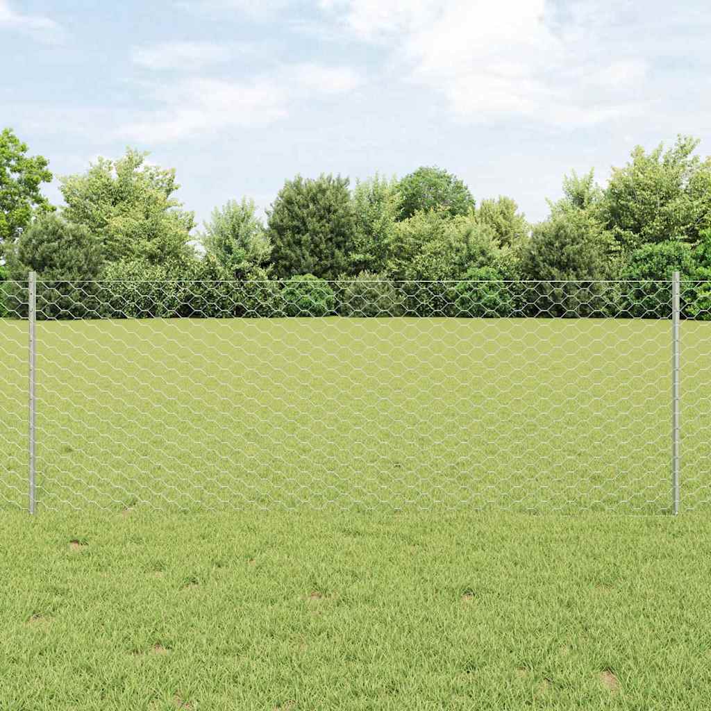 Vidaxxl Zaun mit Pfosten Silber 0,8 x 10 m Stahl
