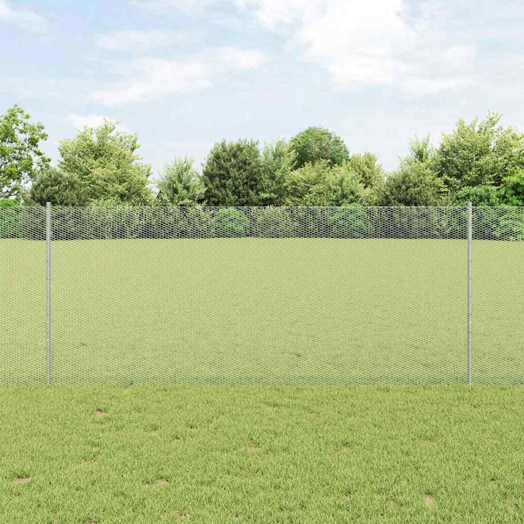 Vidaxxl Zaun mit Pfosten Silber 1 x 10 m Stahl