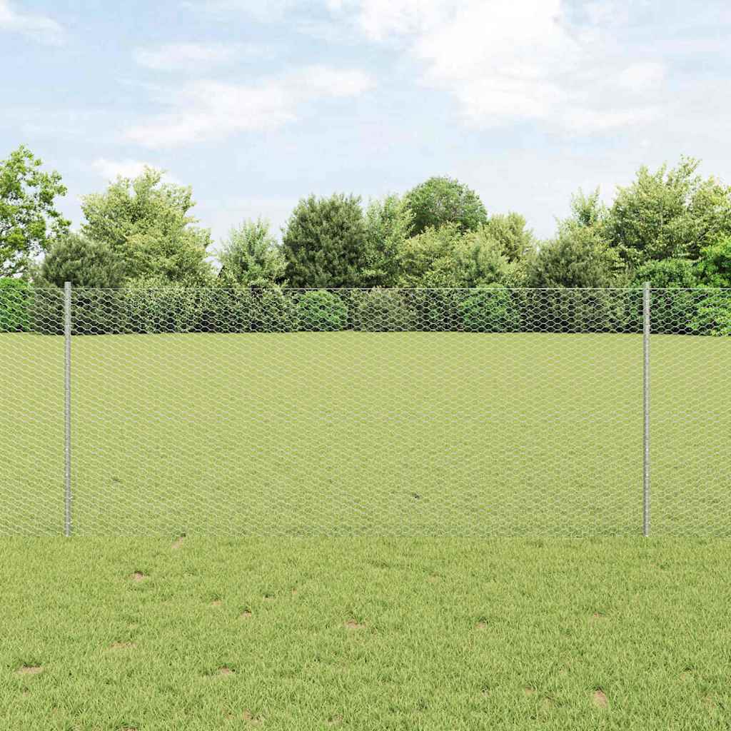 Vidaxxl Zaun mit Pfosten Silber 1 x 10 m Stahl