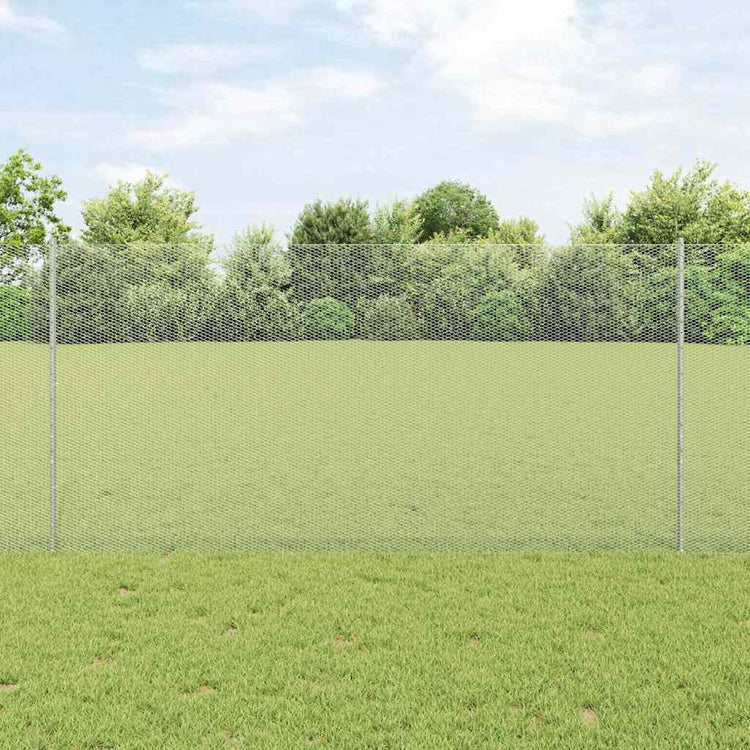 Vidaxxl Zaun mit Pfosten Silber 1,2 x 10 m Stahl
