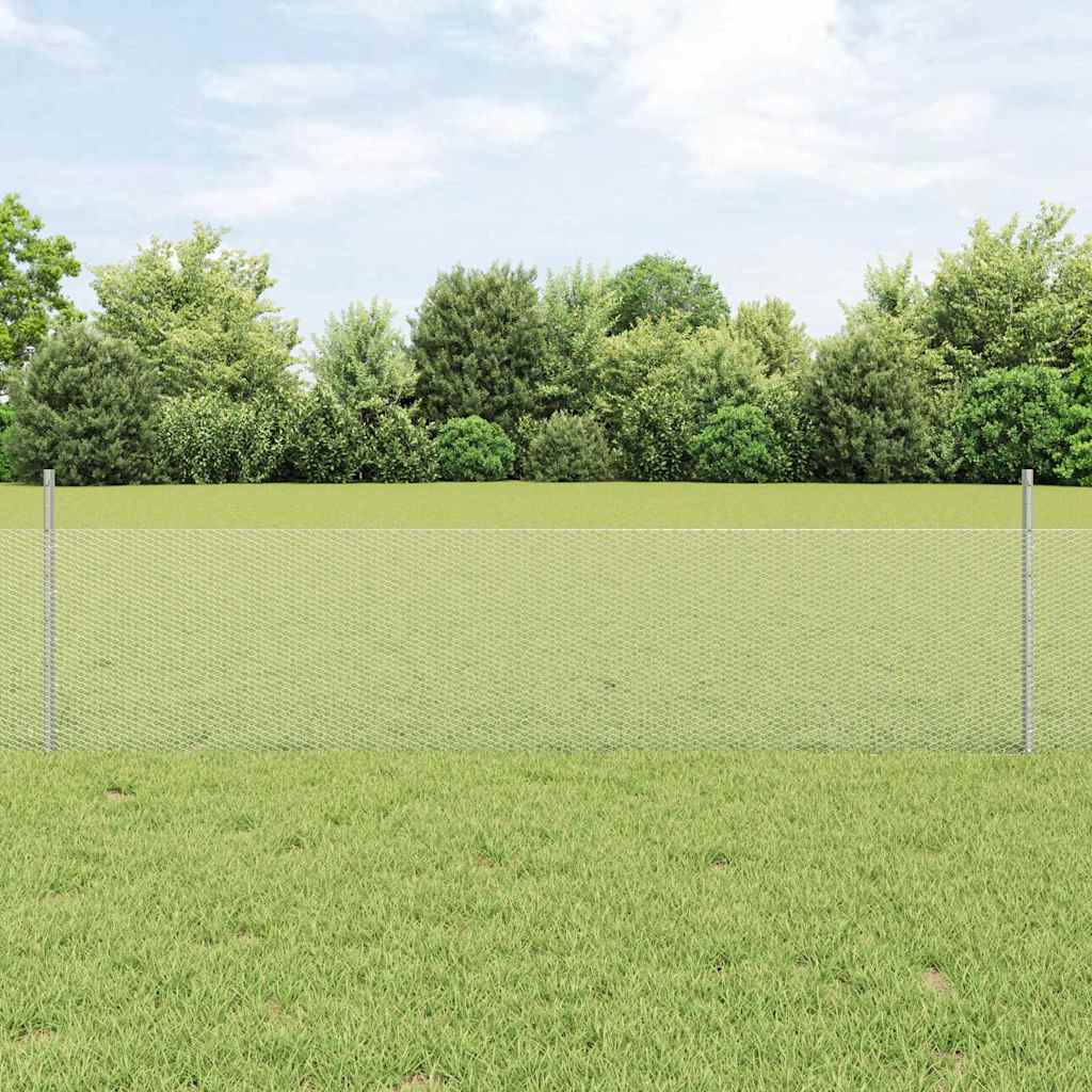 Vidaxxl Zaun mit Pfosten Silber 0,5 x 25 m Stahl