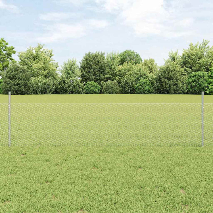 Vidaxxl Zaun mit Pfosten Silber 0,5 x 25 m Stahl
