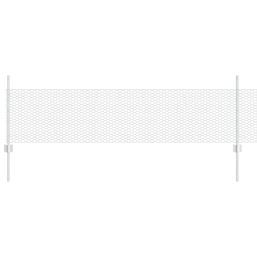 Vidaxxl Zaun mit Pfosten Silber 0,5 x 25 m Stahl
