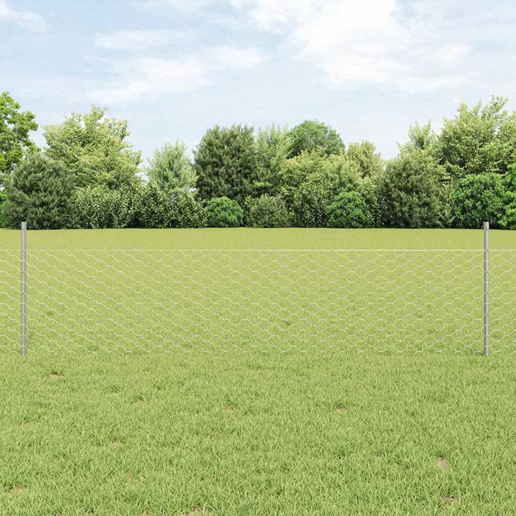 Vidaxxl Zaun mit Pfosten Silber 0,5 x 25 m Stahl