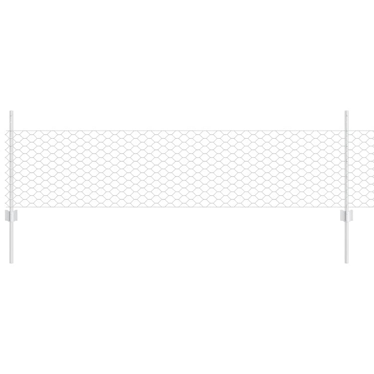 Vidaxxl Zaun mit Pfosten Silber 0,5 x 25 m Stahl