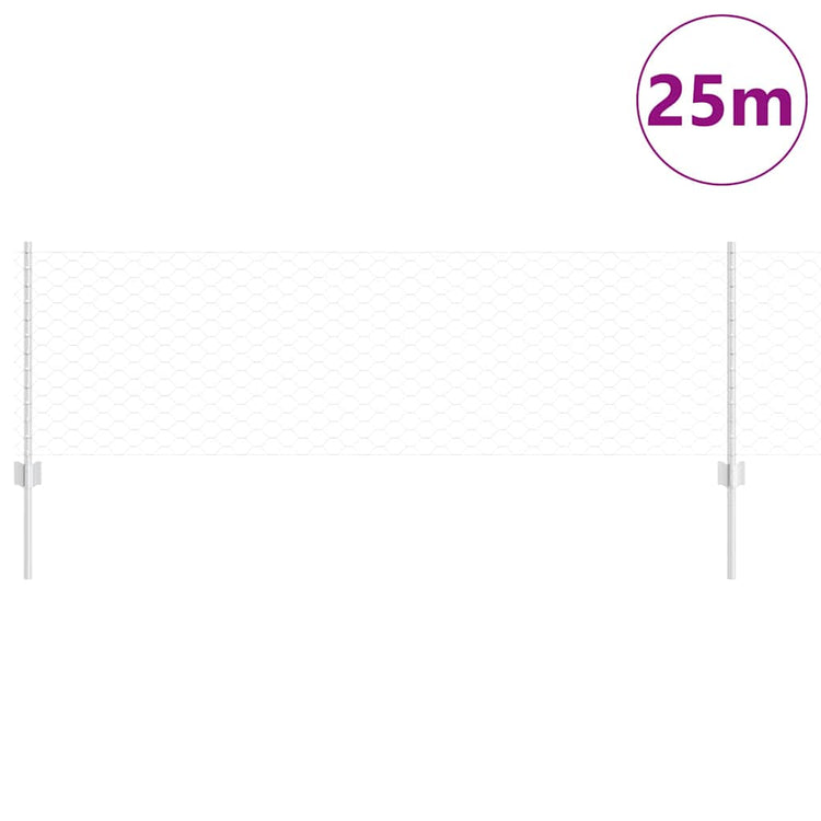 Vidaxxl Zaun mit Pfosten Silber 0,6 x 25 m Stahl