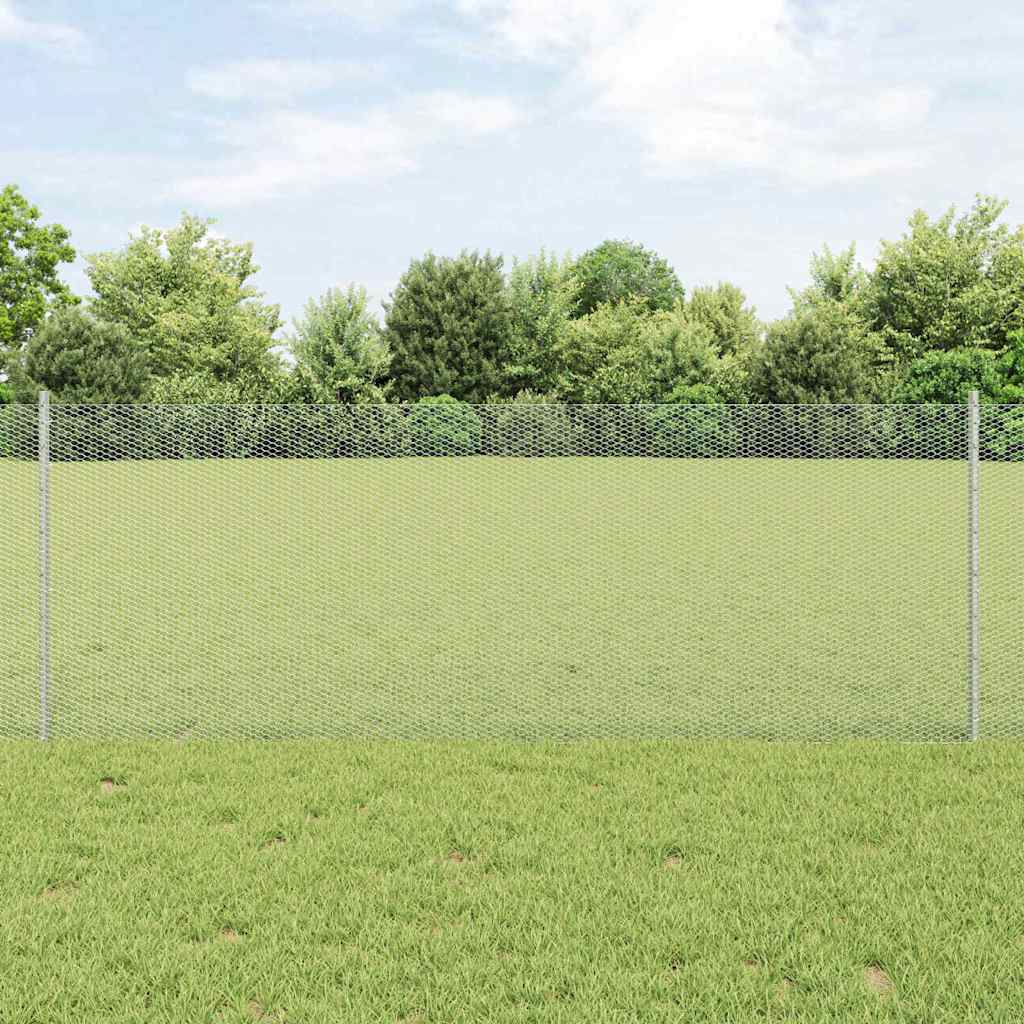 Vidaxxl Zaun mit Pfosten Silber 0,8 x 25 m Stahl
