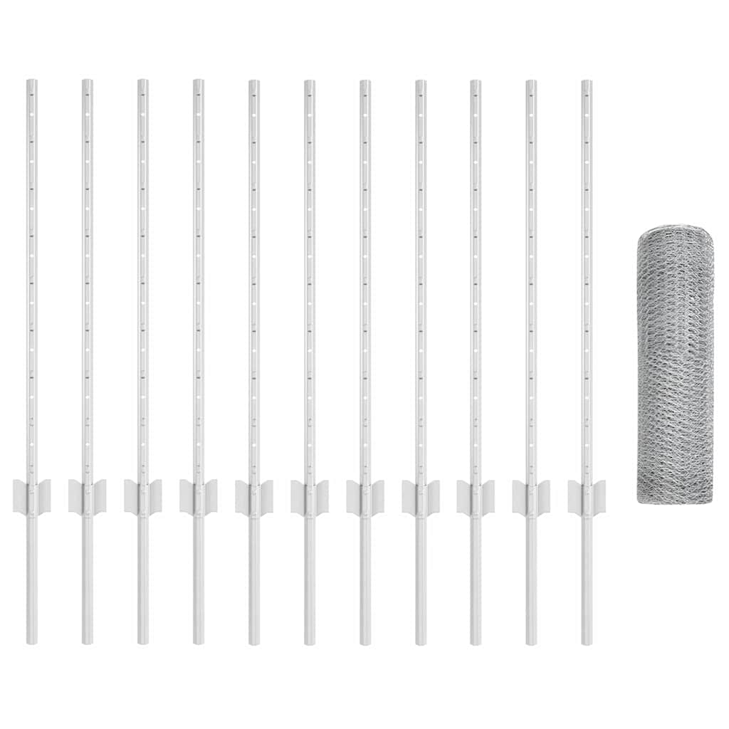 Vidaxxl Zaun mit Pfosten Silber 0,8 x 25 m Stahl