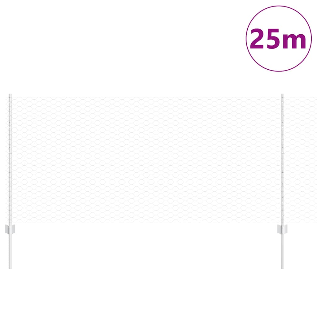 Vidaxxl Zaun mit Pfosten Silber 1 x 25 m Stahl