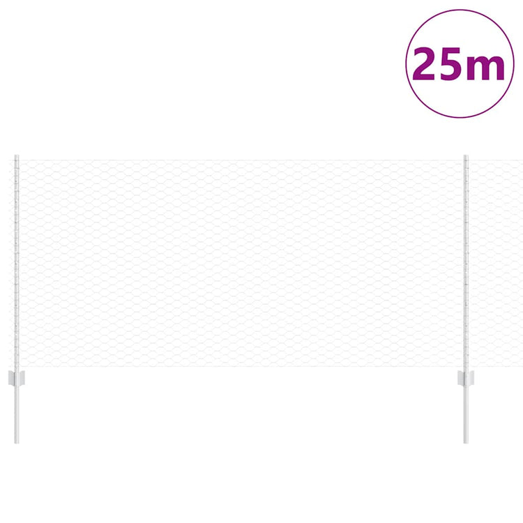 Vidaxxl Zaun mit Pfosten Silber 1 x 25 m Stahl