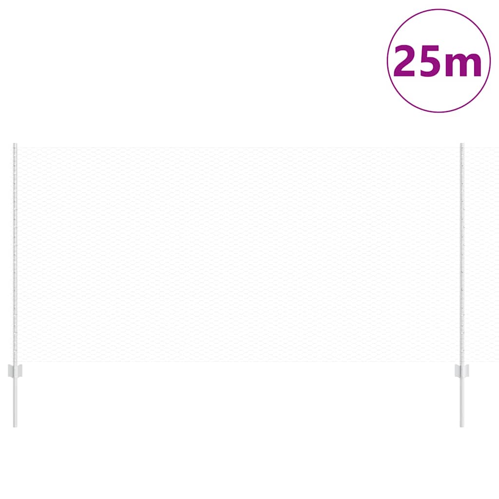 Vidaxxl Zaun mit Pfosten Silber 1,2 x 25 m Stahl