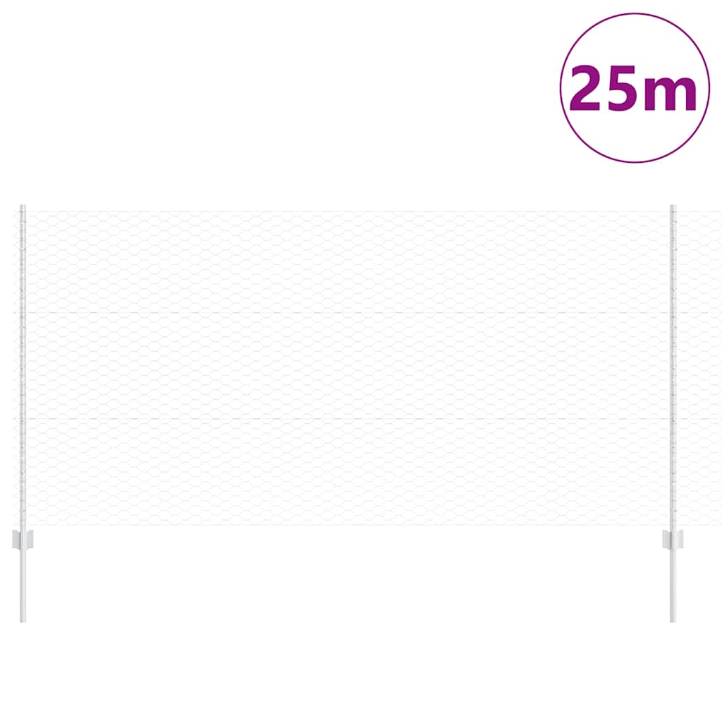 Vidaxxl Zaun mit Pfosten Silber 1,2 x 25 m Stahl