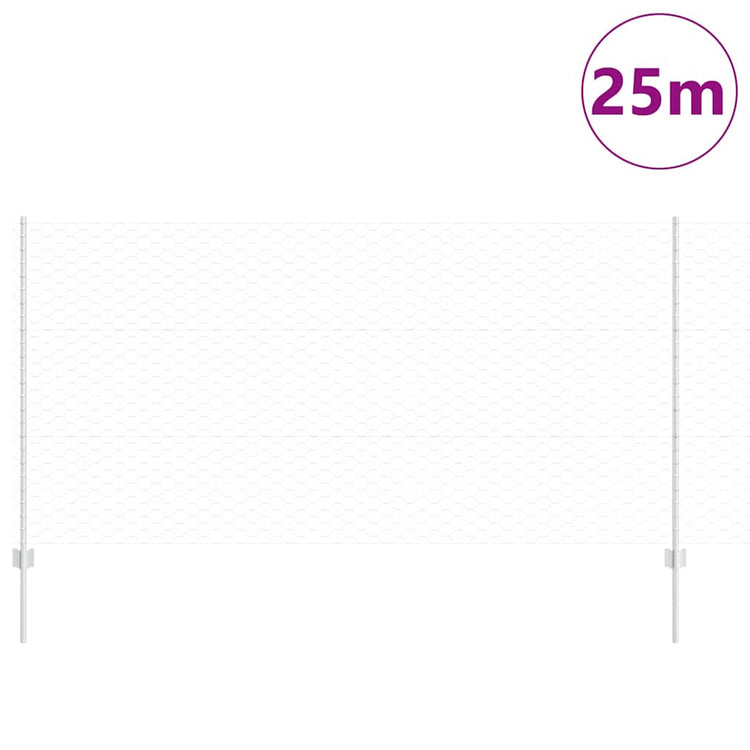 Vidaxxl Zaun mit Pfosten Silber 1,2 x 25 m Stahl