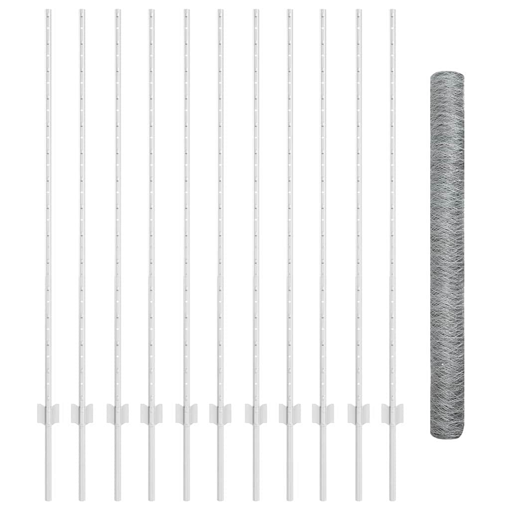 Vidaxxl Zaun mit Pfosten Silber 1,4 x 25 m Stahl