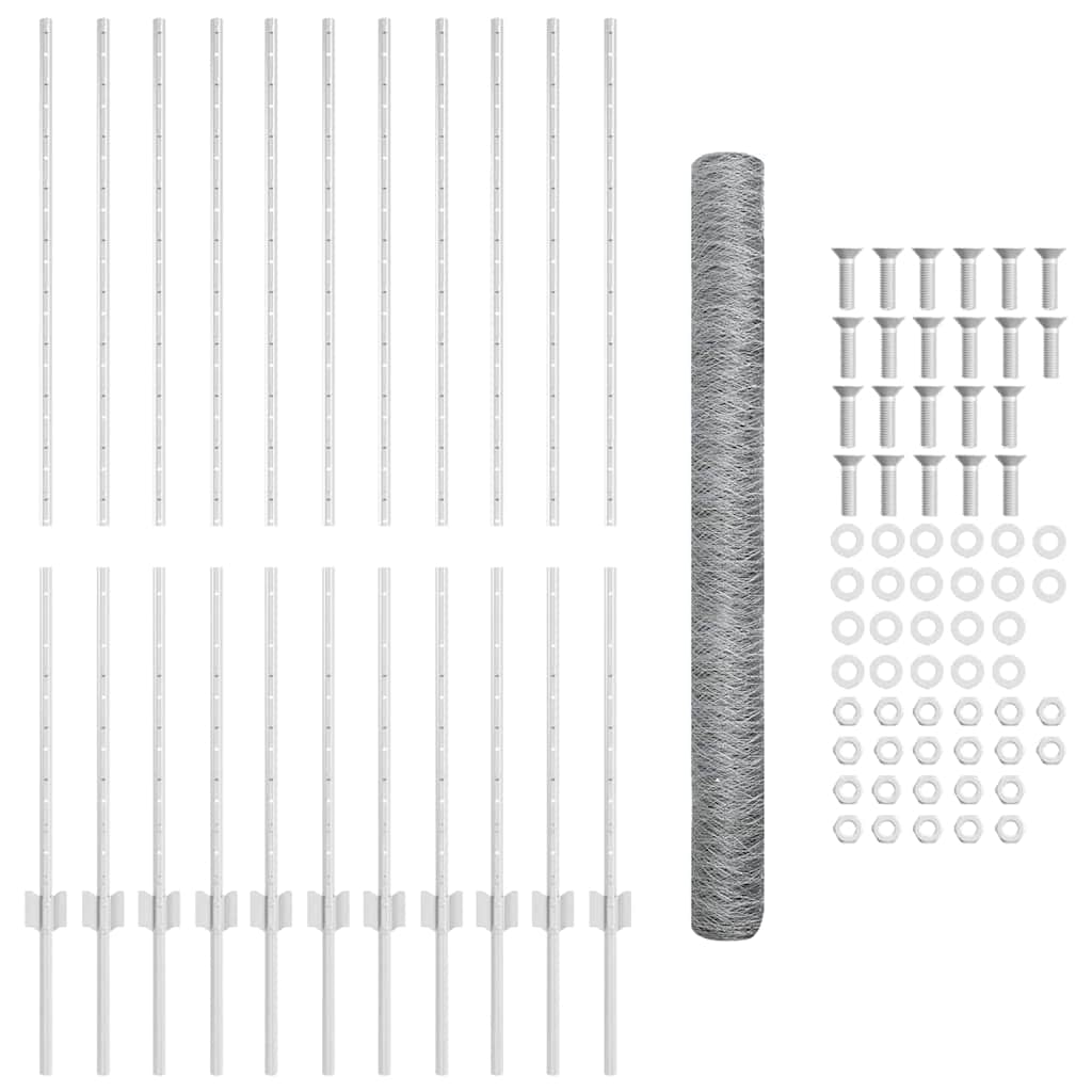 Vidaxxl Zaun mit Pfosten Silber 1,4 x 25 m Stahl