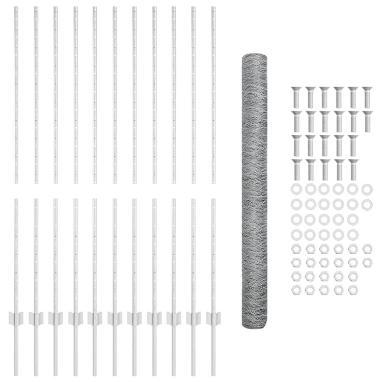 Vidaxxl Zaun mit Pfosten Silber 1,4 x 25 m Stahl