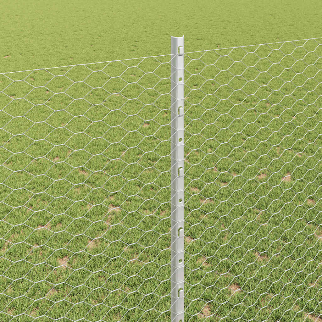 Vidaxl-Zaun mit silbernem Pfosten 1,6 x 25 m aus Stahl