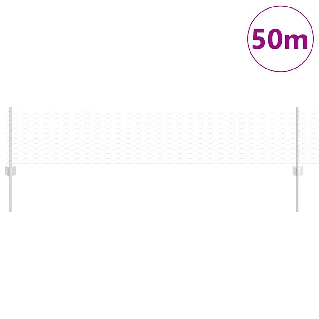 Vidaxxl Zaun mit Pfosten Silber 0,4 x 50 m Stahl