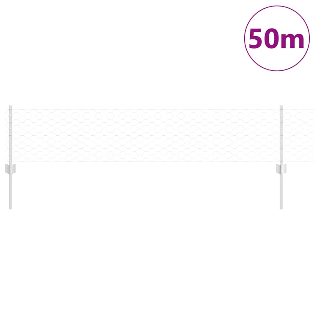 Vidaxxl Zaun mit Pfosten Silber 0,4 x 50 m Stahl