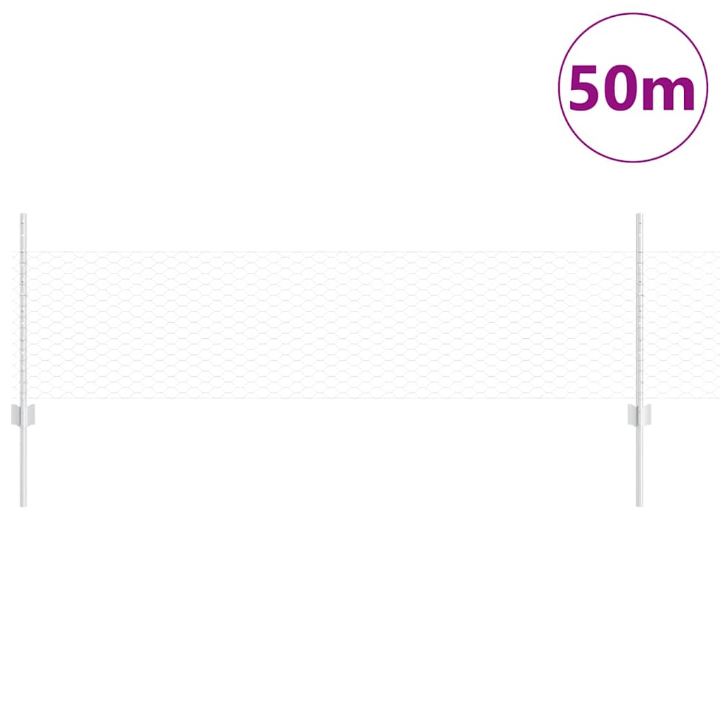 Vidaxxl Zaun mit Pfosten Silber 0,5 x 50 m Stahl
