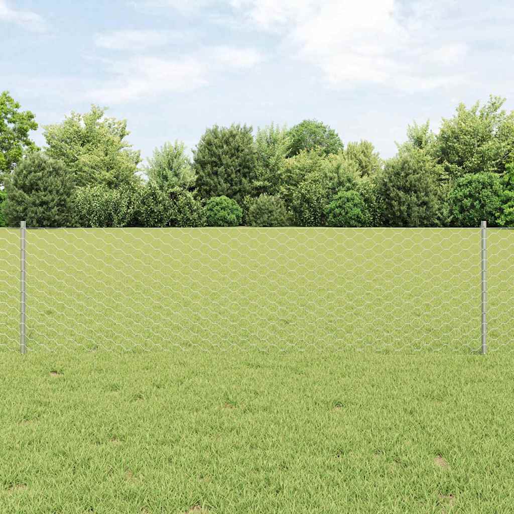 Vidaxxl Zaun mit Pfosten Silber 0,6 x 50 m Stahl