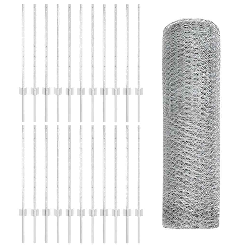 Vidaxxl Zaun mit Pfosten Silber 0,8 x 50 m Stahl