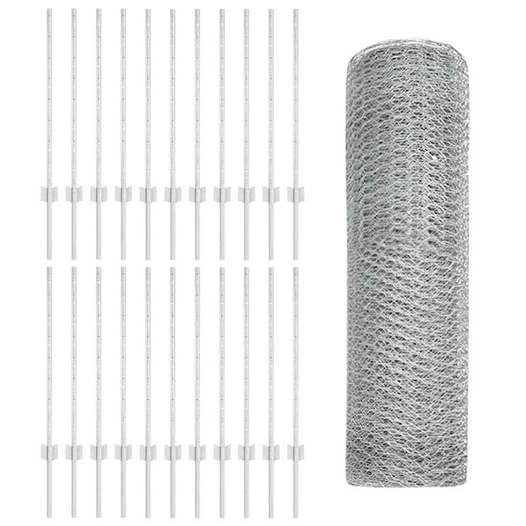 Vidaxxl Zaun mit Pfosten Silber 0,8 x 50 m Stahl