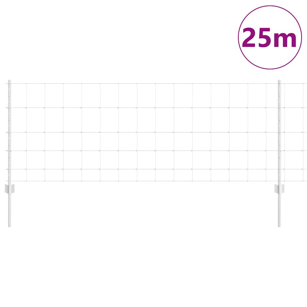 Vidaxxl Zaun mit Pfosten Silber 0,8 x 25 m Stahl