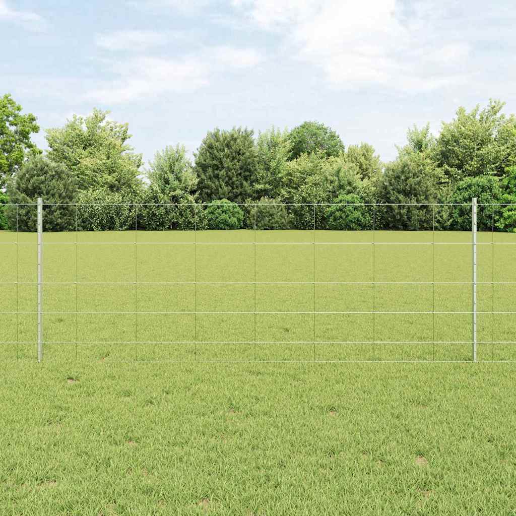 Vidaxxl Zaun mit Pfosten Silber 0,8 x 25 m Stahl