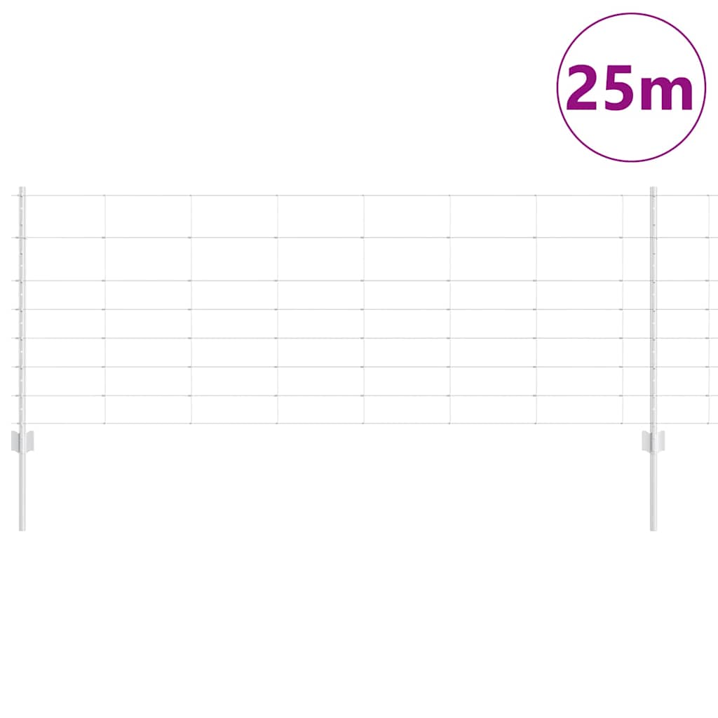 Vidaxxl Zaun mit Pfosten Silber 0,8 x 25 m Stahl